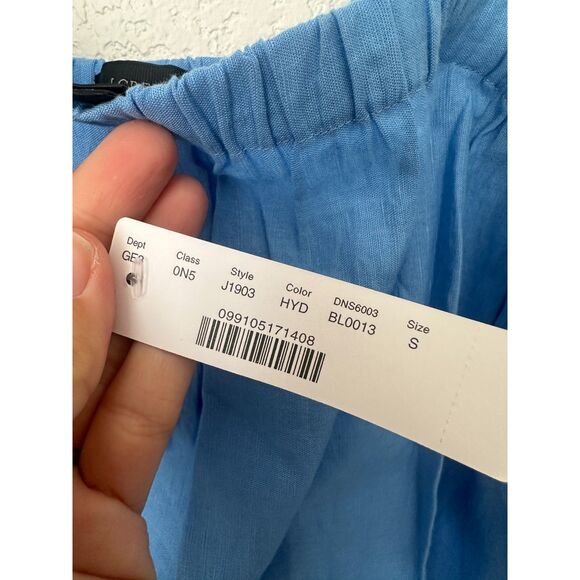 J. Crew Tie- Shoulder Dress with Embroidery Cotton Eyelet Hem Blue NWT Sz Small - Picture 6 of 8